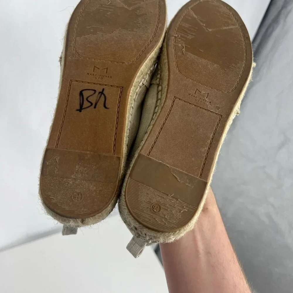 MARC FISHER Womens Gold Slip On Espadrille Shoes 9.5 M